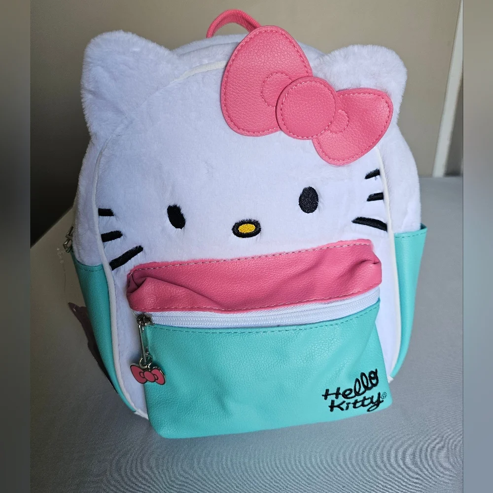 Sanrio Hello Kitty Kids Plush Backpack - White, Pink & Teal